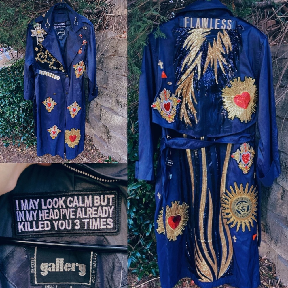 Customed Rock Star Black Trench Tie Jacket